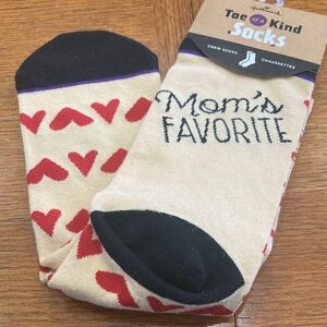 Toe of a Kind Cream and Red Heart Crew Socks
